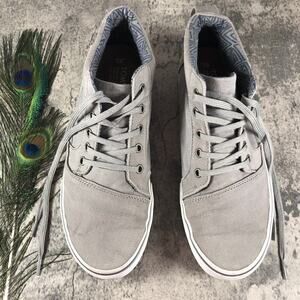 Toms Mens Classic High Top Sneakers sz 8 Lace Up Casual Shoes Grey Gray White